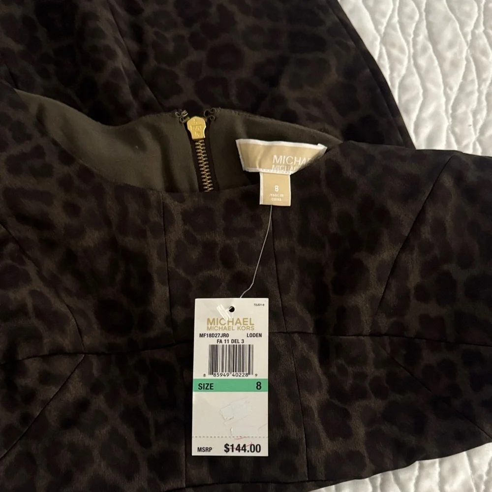 Michael Kors Black Leopard Print Midi Dress